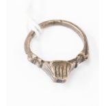 Byzantine (7th-10th century AD) Silver ring with plain band widening to the shoulders;