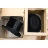 A black wool Homburg hat made by Scott and Co,
