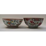 Two Chinese polychrome decorated bowls Condition: Discolouration and rubbing to one bowl.