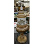A Victorian painted opaque glass lamp 49 cm high approx