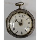 A George II silver pair case watch by Isaac Hurley, London, No.