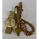 A 1930/40 ladies tank bracelet watch gold plated,
