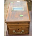 Early 20th Century mahogany slide drawer till with bell