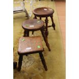 Three late Victorian milking stools,