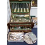 1930's oak cased flatware set,