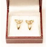 A pair of Welsh gold earrings in the form of open interlocking Celtic motif, 18ct gold,