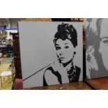 Philip Handsley, oil on canvas, "Audrey", showing Audrey Hepburn smoking,