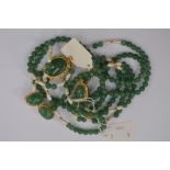 Jade and pearl 20th Century necklace, bracelet,