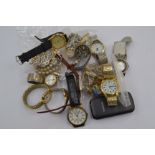 A Rotary ladies gilt metal wristwatch and nine other wristwatches and a quantity of costume