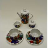 A Villeroy & Boch coffee set, 'Acapulco' pattern, comprising coffee pot, sugar bowl, cream jug,