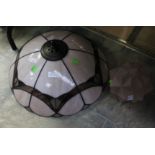 Modern Tiffany style lamp shade and fitting along with a 1970's pink glass shade