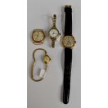 A gents 9ct gold cased 'Record' wristwatch, a 9ct gold 'Tudor' gents watch,