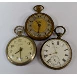 Fine silver pocket watch and two other nickel plated (3)