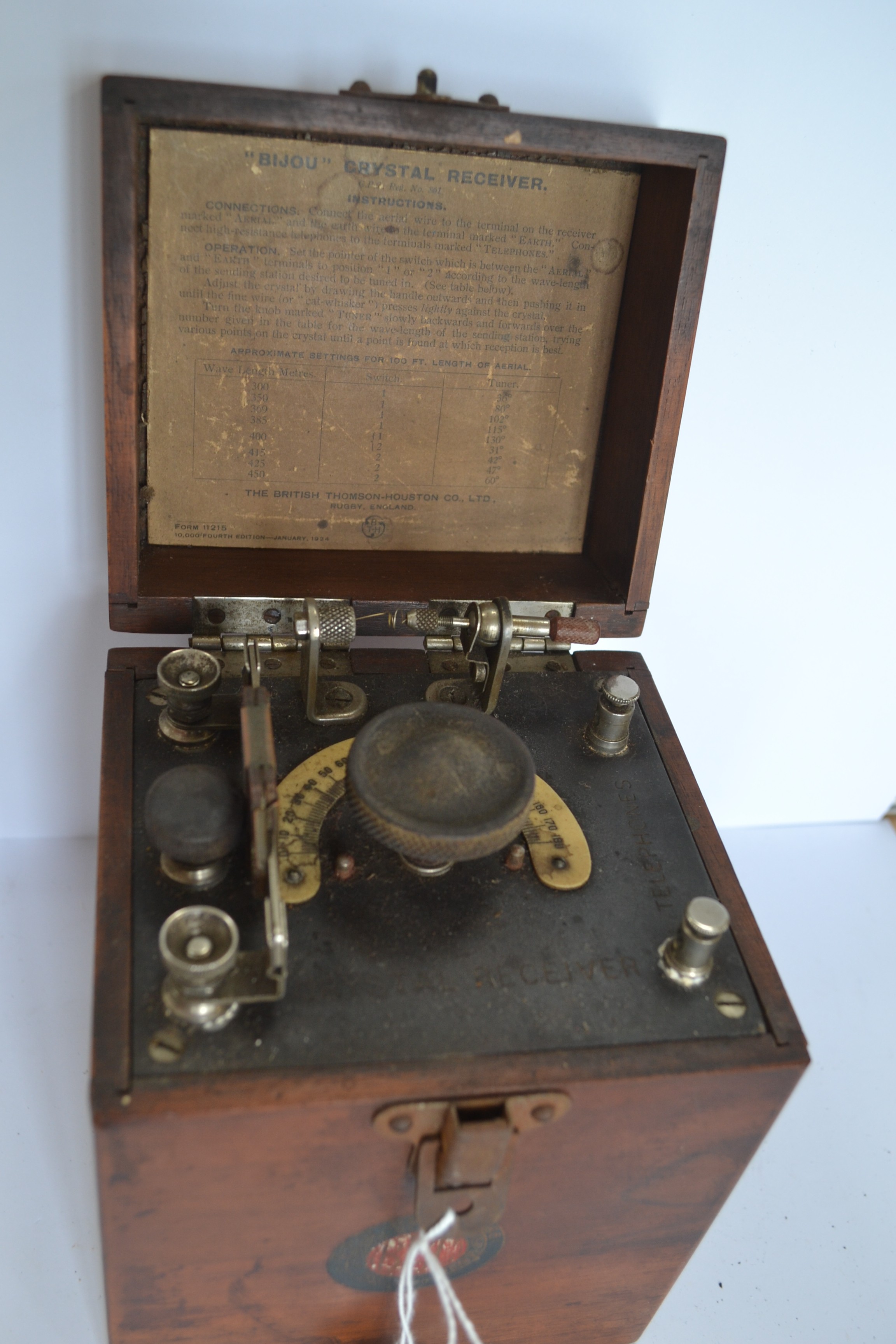 An early 20th century Mahogany cased, crystal receiver, - Image 2 of 2