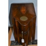 A George III mahogany knife box, inlaid with satinwood shell, ogee moulded fronts,