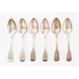 A set of six Victorian provincial fiddle pattern dessert spoons,