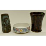 Poole Pottery vase bowl and a treacle glaze Richards of London vase