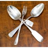 Silver flatware including a provincial George III table spoon, Newcastle 1817,