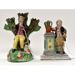 Late 18th Century Staffordshire figure of a Georgian gardener and 18th Century figure