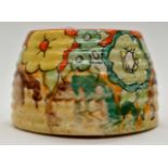 Clarice Cliff for Newport Pottery, a small Jonquil beehive honey pot, lacking lid,