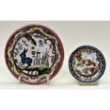 Two Portuguese pottery plates made at the Coimbra factory,