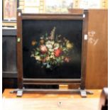 Hand painted still life on a 1940's fire screen