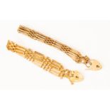 Two 9ct gold gate bracelets, safety chains, lock clasps, combined total gross weight approx 32.