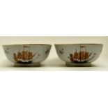 A pair of late 18th Century Chinese export ware Famille rose bowls, circa 1780,