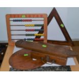 Artist's paint box and palette with an abacus and two crib markers