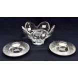 An orrefors glass bowl, of flared petal form,