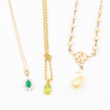 A 9ct gold and peridot pendant claw set with an oval peridot, on a chain,