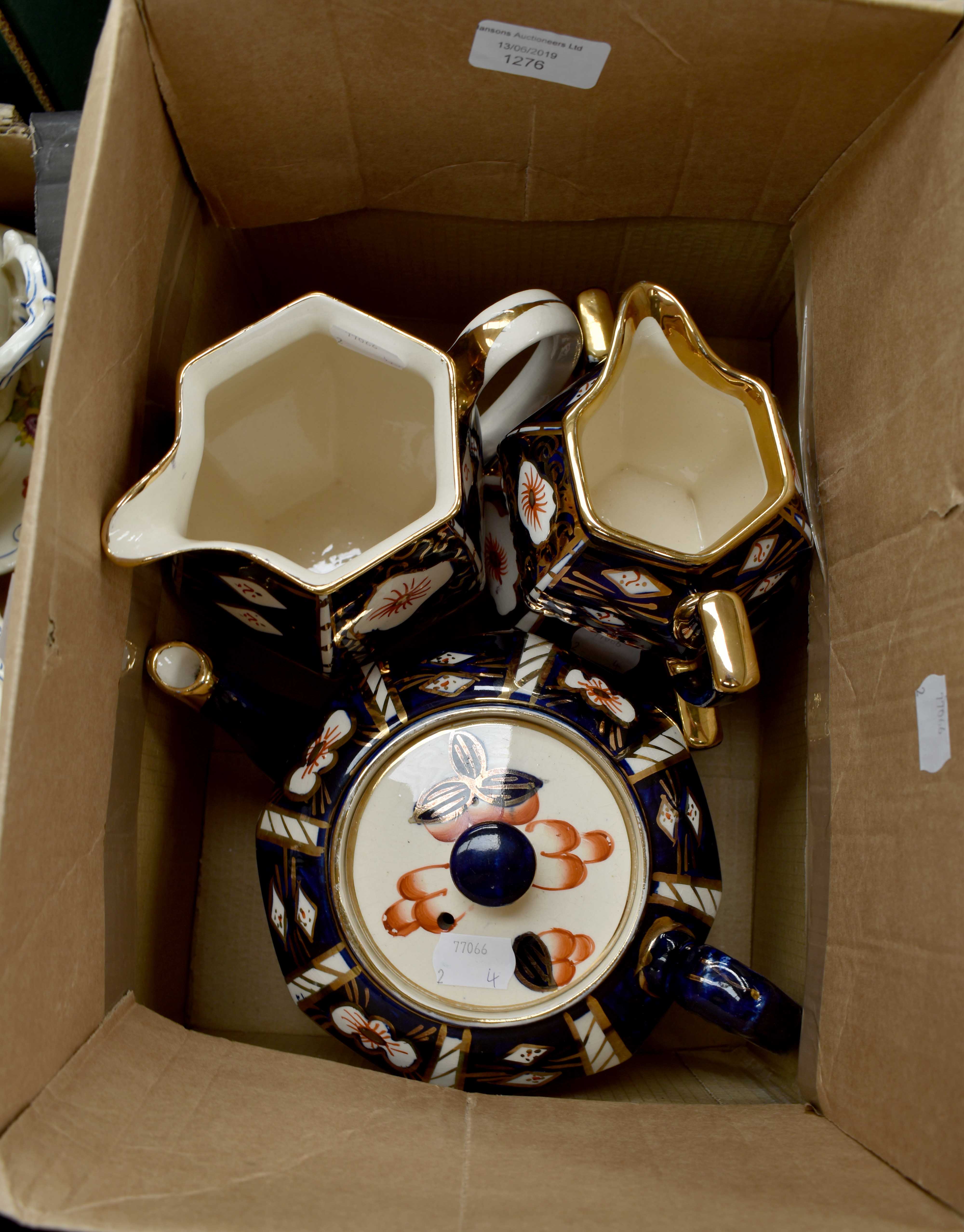 Arthur Wood Imari style teapot, with milk jug,