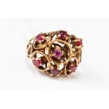 9ct gold garnet set ring, size P½, 6.