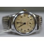 A Lavre Leuba & Co circa 1940's Sandow Swiss made, junior watch, white metal, cream dial,