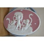 Two Wedgwood style wall plaques depicting cherubs late 19th Century early 20th Century A/F