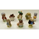Nine Beswick Beatrix Potter figurines (A/F) including Timmy Tiptoes and Mrs Tiggy Winkle