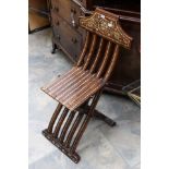 A 19th Century Indian hardwood and ivory inlaid scribe folding chair