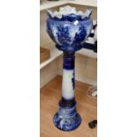 Early 20th Century blue ground jardiniere stand and planter