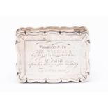 A silver vinaigrette, complete with sponge, Birmingham 1847, stamped E.