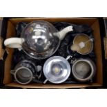 Art Deco sugar bowl and milk jug, chrome plated and bakelite, masters,