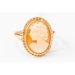 A 9ct gold ladies cameo ring,