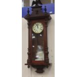 A Vienna 8 day striking wall clock, porcelain dial, weight driven movement,