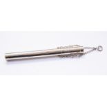 An Edwardian silver pen holder, plain on suspension chain, by Sampson Mordan & Co, London,