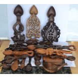 Treen; a collection of Welsh carved wood love spoons,