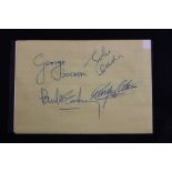 Beatles - autographs on one piece of paper signed by George, Ringo, Paul and John,