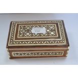 A 20th Century mother of pearl and bone inlaid jewellery box