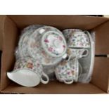 Minton Haddon Hall tea set, comprising six cups, six saucers, six plates, one dish, one bread plate,