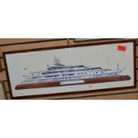 Cavendish of London hand painted picture of a super yacht