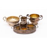 A collection of silver miniatures including tea pot etc, mostly Birmingham,