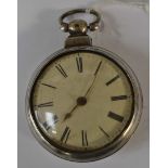 P Tompion, London, an early Victorian silver fusee pair cased pocket watch, 4.